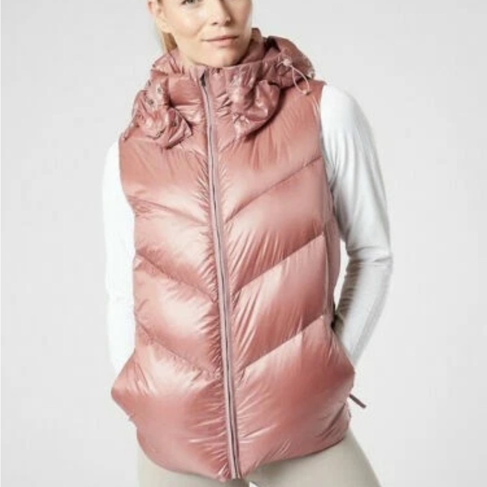 ATHLETA Women’s Pink Hooded Puffer Vest